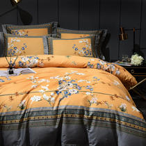 Cotton new Chinese style 140 long staple cotton satin four-piece set of high-end digital printing quilt cover cotton bedding