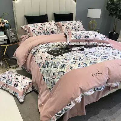 Four Seasons cotton four-piece cotton European embroidered sheets quilt cover thickened autumn and winter 1 8 2 0M bedding
