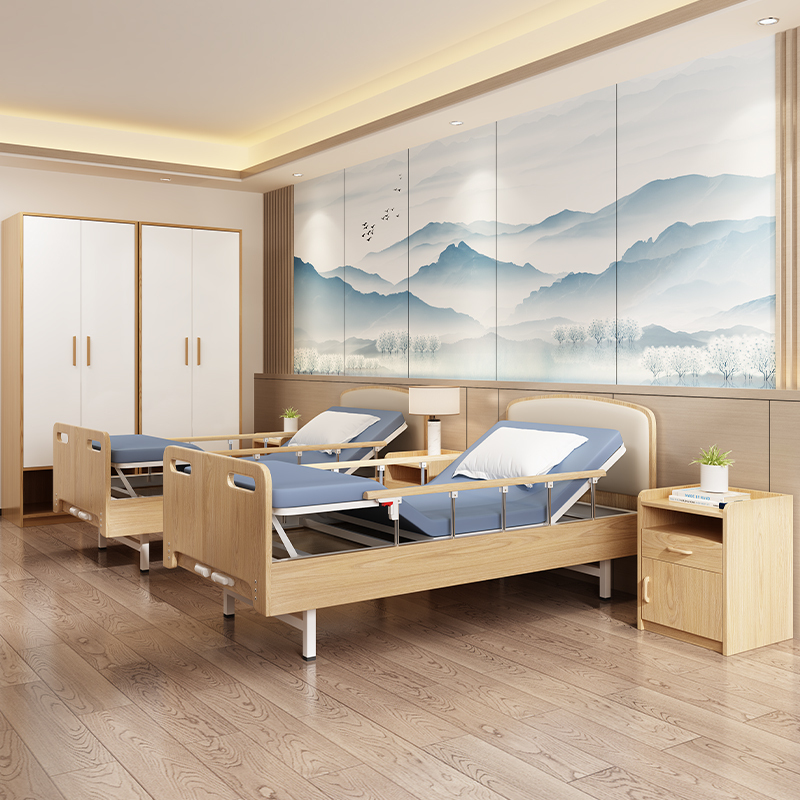 Multifunctional Solid Wood Nursing Bed with Guardrails for Home Use, Suitable for the Elderly, Medical Use, Paralysis, Nursing Homes, and Nursing Homes Multifunctional Solid Wood Nursing Bed with Guardrails for Home Use, Suitable for the Elderly, Medical Use, Paralysis, Nursing Homes, and Nursing Homes