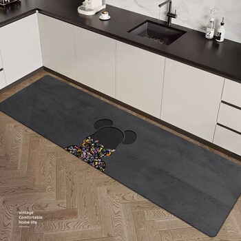 Kitchen floor mat anti-slip g oil-proof wipeable no-wash diatom mud absorbent mat anti-dirty waterproof special foot mat l-shaped carpet