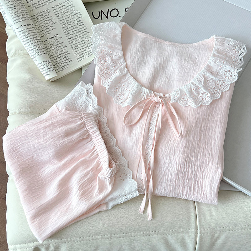 Korean Style Princess Pajamas for Women, Summer Cloud Cotton Short-Sleeved 2025 New Sweet Pink Girly Home Wear