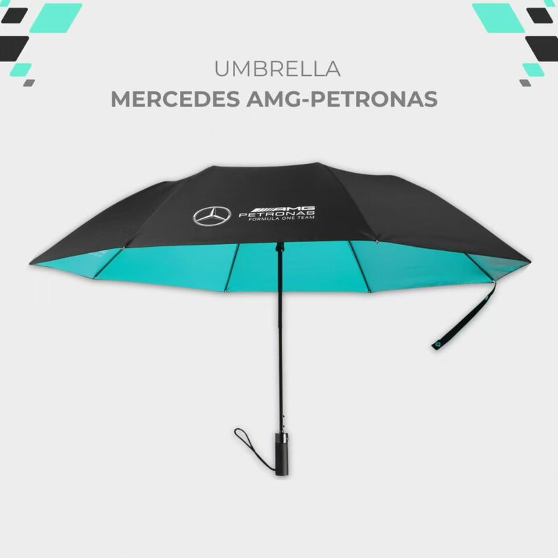 Mercedes-Benz Original Umbrella, 8-Rib Automatic Folding, Black Coating, Sun Protection, Rain or Shine Umbrella, Mercedes-Benz 4S Store Car Logo