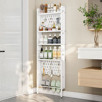 Powder room door rear storage rack j multi-layer floor-to-ceiling bathroom narrow gap shelf toilet extremely narrow gap perforated board storage