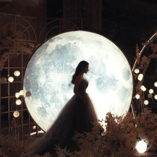 Wedding props glowing moon wedding iron art new soft film light box photo studio stage decoration background moon ornaments