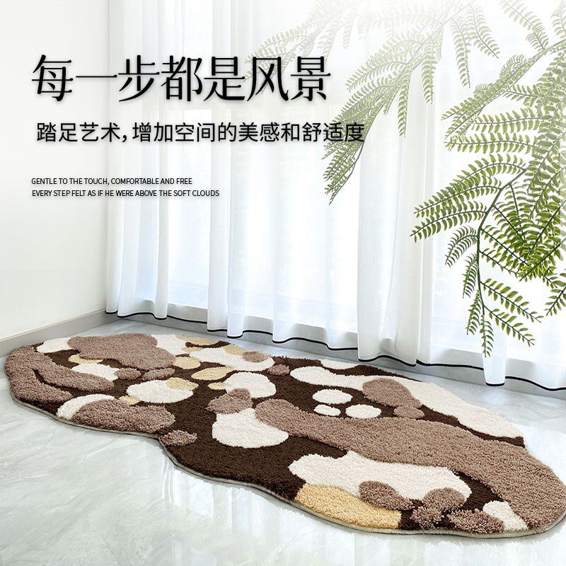 Art carpet bedroom c irregular moss bedside rug living room balcony cloakroom renovation floor mat machine washable