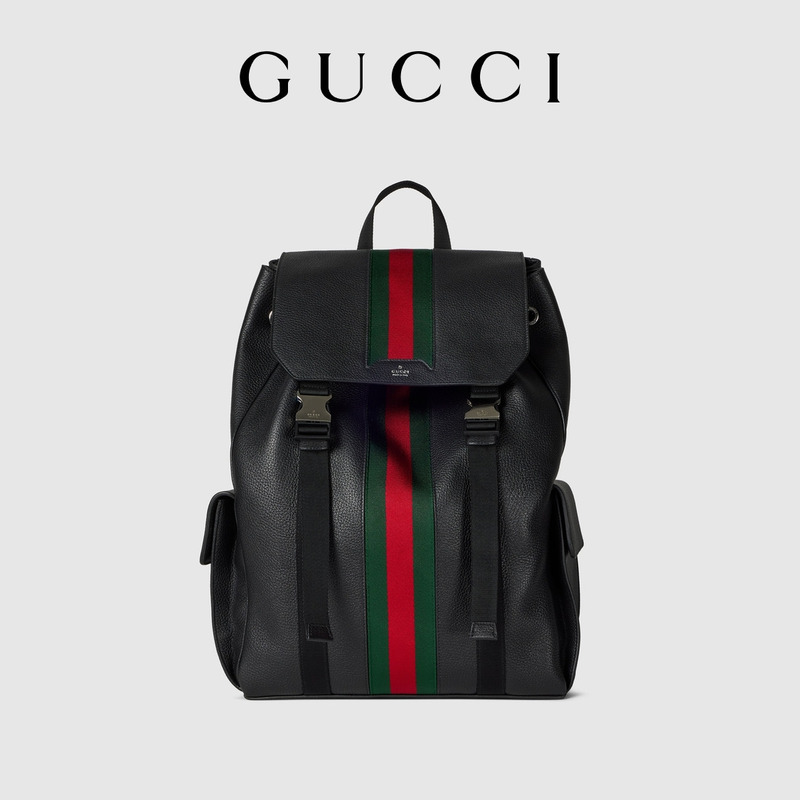 [New Style] Gucci Web Trademark Series Medium-Sized Backpack