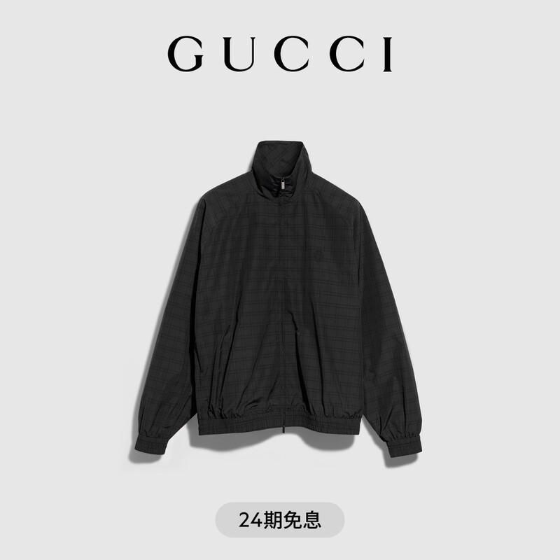 [New Style] Gucci Prince of Wales Nylon Zip-Up Jacket