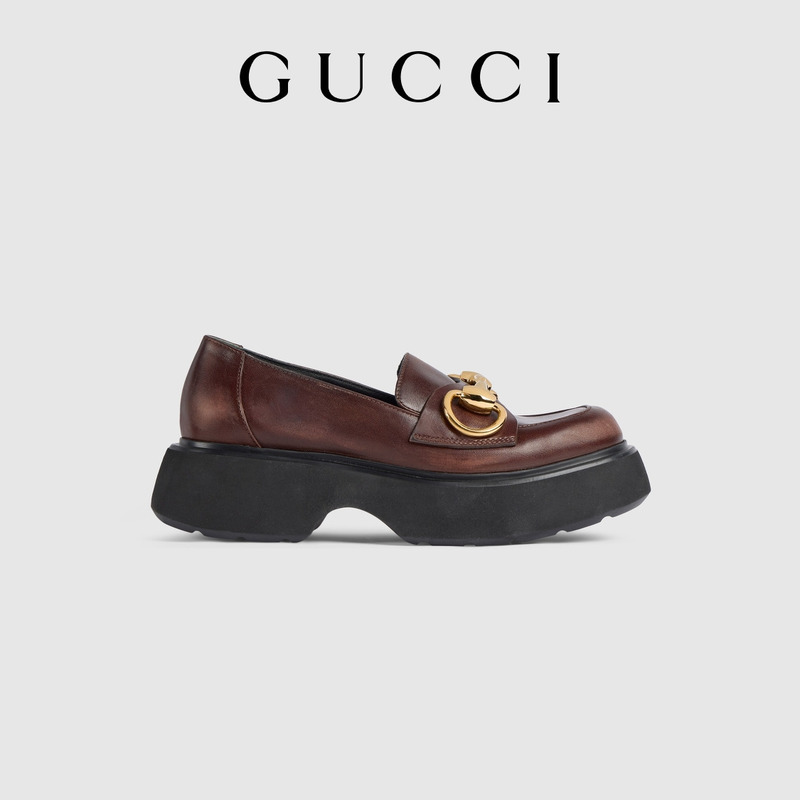 [New Style] Gucci Women's Loafers with Horsebit Buckle and Chunky Heels
