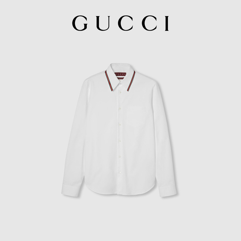 Gucci Gucci Embellished Webbing Oxford Cotton Shirt