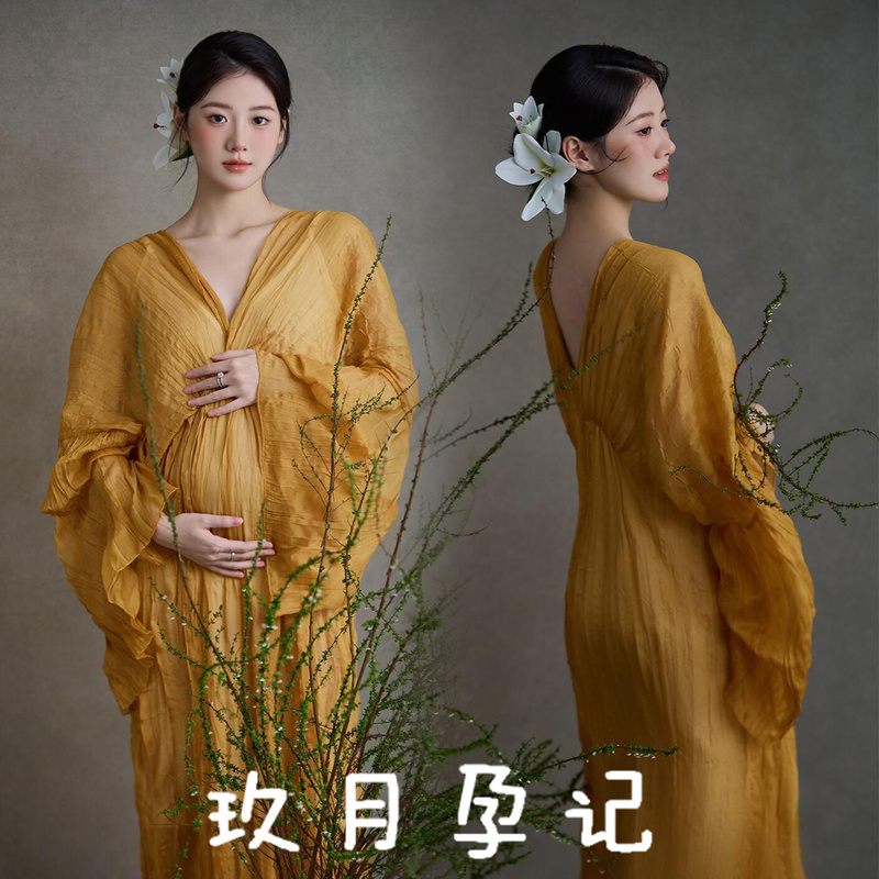 New Studio Maternity Photoshoot Vintage Chinese-Style Hanfu National Style Theme Zen Dress Pregnant Mother Portrait Art Photo Outfit New Studio Maternity Photoshoot Vintage Chinese-Style Hanfu National Style Theme Zen Dress Pregnant Mother Portrait Art Photo Outfit