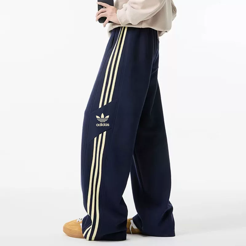 Задним план Adidas, осенние штаны свободного прямого кроя