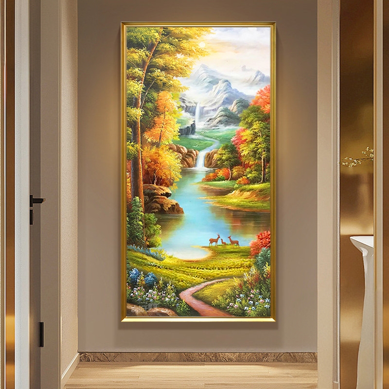 Three Little Deer Treasure Bowl Hand-Painted Oil Painting European-Style Entrance Decoration Painting Landscape Scenery Mural Living Room Vertical Hanging Painting Three Little Deer Treasure Bowl Hand-Painted Oil Painting European-Style Entrance Decoration Painting Landscape Scenery Mural Living Room Vertical Hanging Painting
