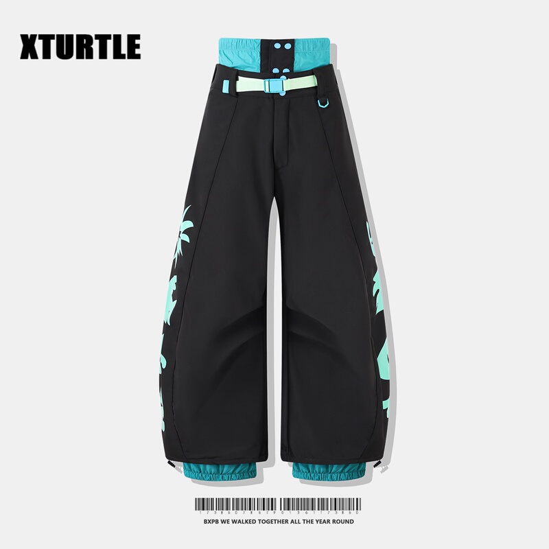 Xturtle Printed Functional Ski Pants with Fleece Lining, Warm, Waterproof, Windproof, Outdoor Sports Ski Pants for Snowboarding and Skiing Xturtle Printed Functional Ski Pants with Fleece Lining, Warm, Waterproof, Windproof, Outdoor Sports Ski Pants for Snowboarding and Skiing