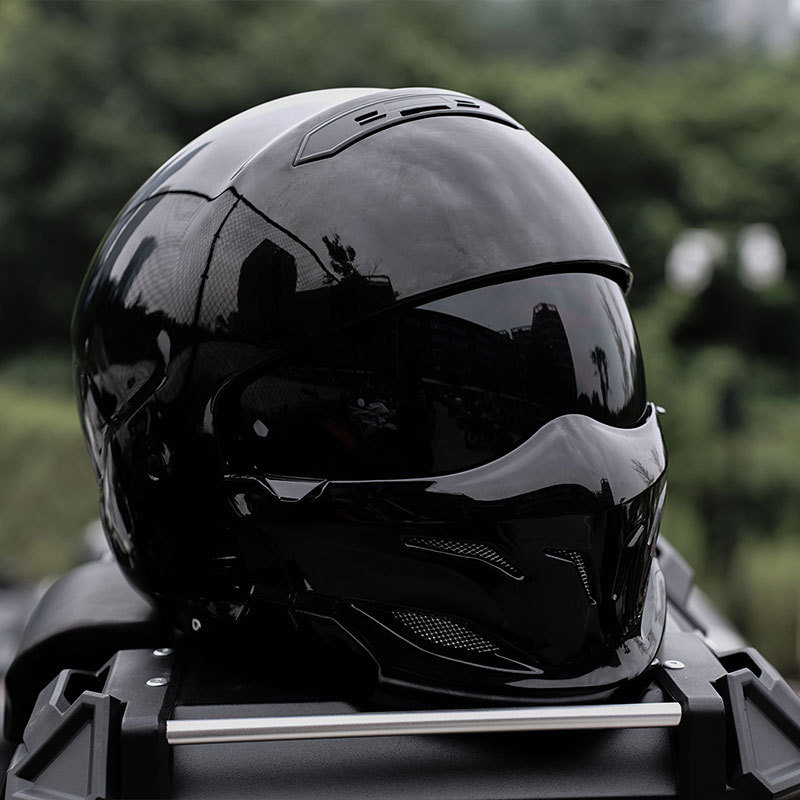 Motorax Retro Cruiser Motorcycle Full-Face Helmet Scorpion Helmet Black Warrior Harley All-Season Model