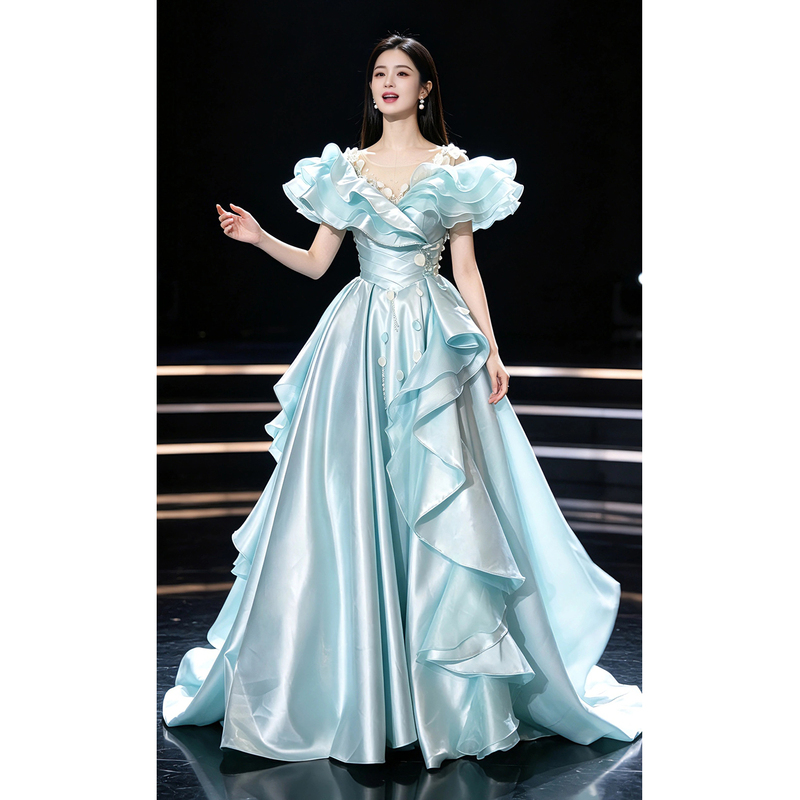 Host's Dress Is Dignified and Elegant, Ethnic Vocal Music Exam Solo Performance Costume, Student's Birthday, Coming-Of-Age Ceremony, Princess Dress Host's Dress Is Dignified and Elegant, Ethnic Vocal Music Exam Solo Performance Costume, Student's Birthday, Coming-Of-Age Ceremony, Princess Dress