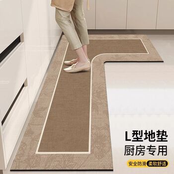 New 2024 kitchen floor mat l-shaped monolithic oil-proof, waterproof, anti-slip, wipeable, wash-free carpet floor mat