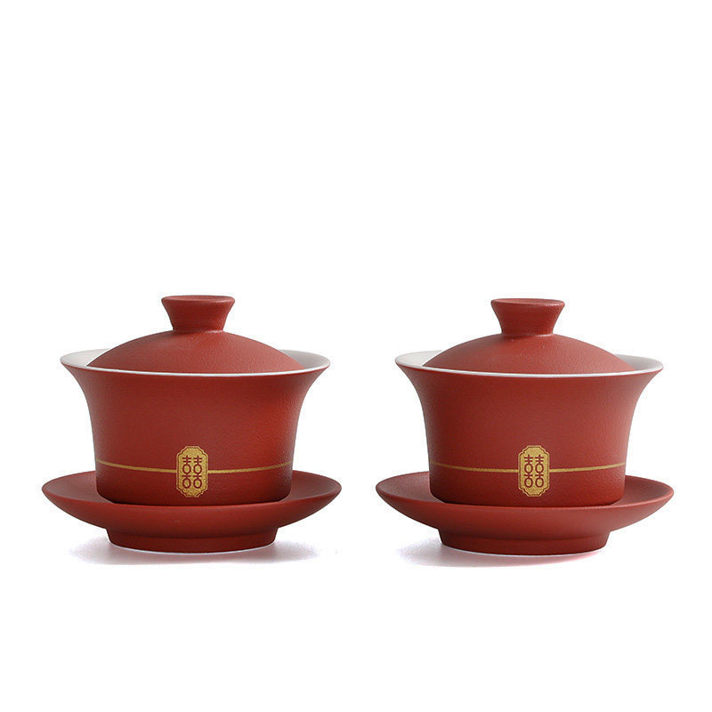 Tea cup wedding set H suit 2 pairs of covered bowls modified wedding cups wedding supplies tea sets newlyweds children and grandchildren wedding bowls and chopsticks pair
