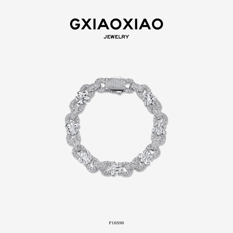G Xiaoxiao High-End Small Iris Flower Bracelet for Women, French Light Luxury Style, Versatile, Fully Encrusted, Birthday Gift