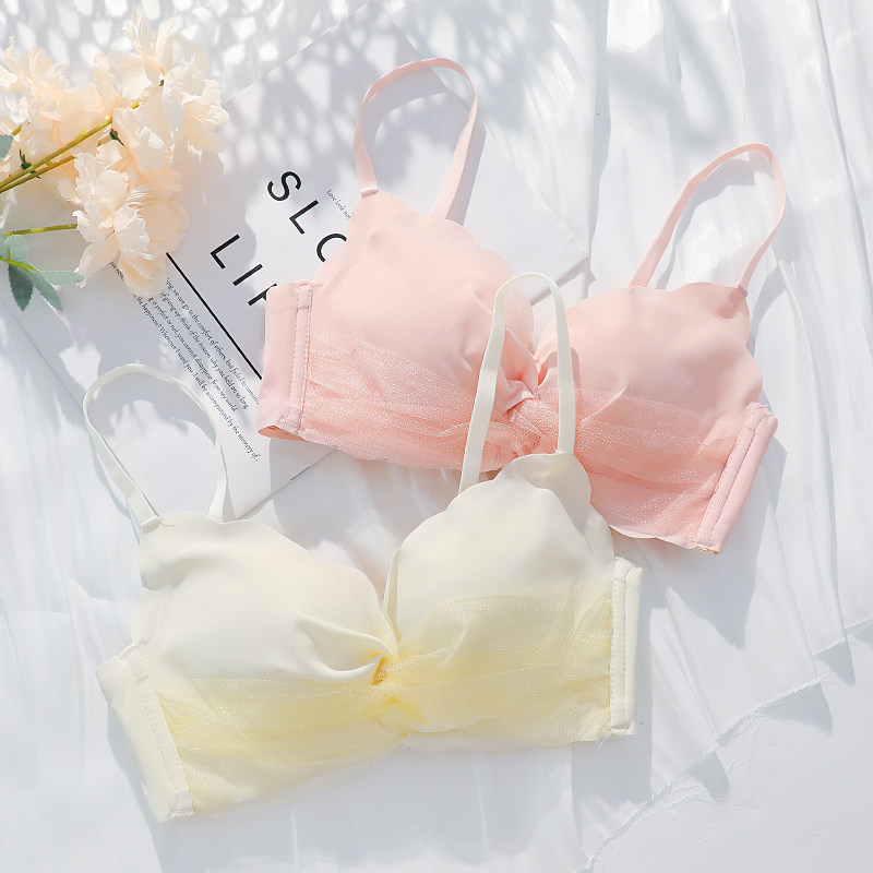 Lan'e Summer Light Thin section No steel ring Girl lingerie Small breasted Breasted With Bra Suit Closeted Breast-adjusted bra