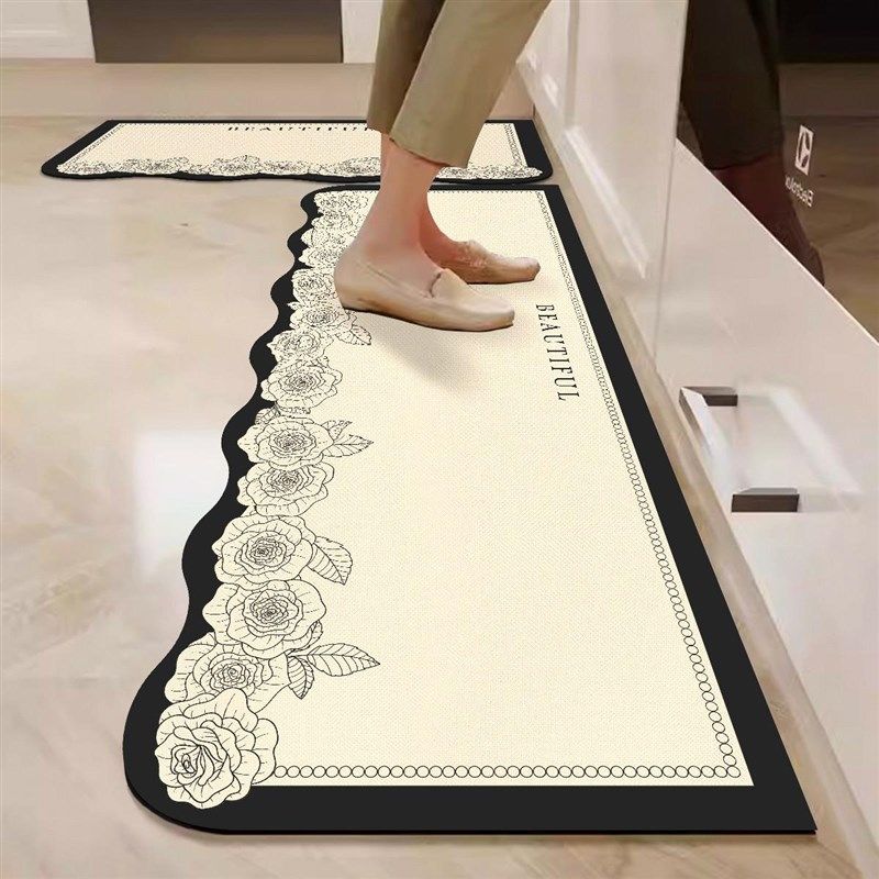 Special long strip floor mat for kitchen, wipe-free, non-slip, anti-oil, diatom mud foot mat, entrance door, water-absorbent carpet