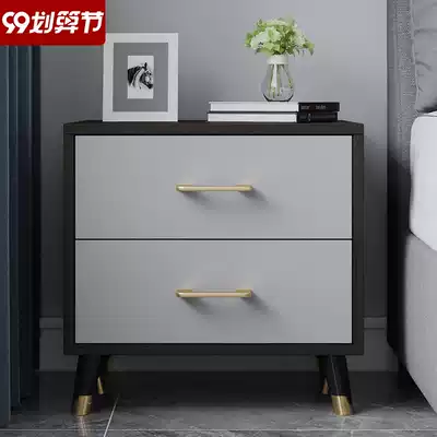 Light luxury bedside table simple modern bedroom lockers sub Nordic small storage cabinet rack solid wood bedside cabinet