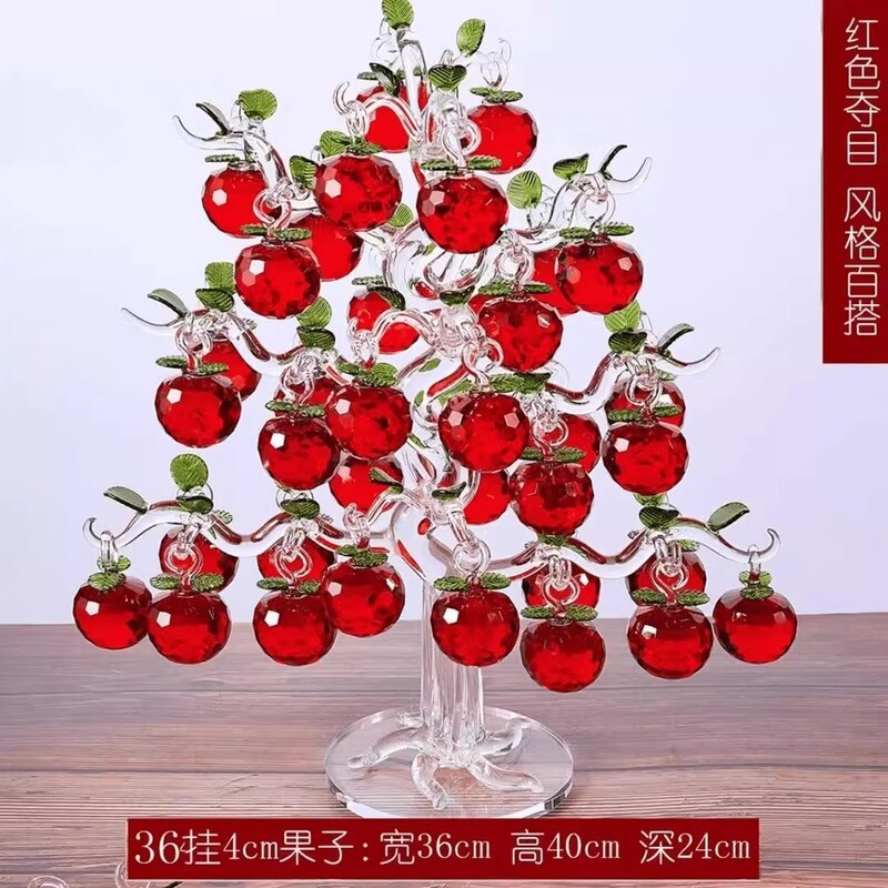Fortune-Attracting Crystal Apple Tree Ornament, Money Tree, Living Room Entrance, Tv Cabinet, Wine Cabinet Decoration, Gift, Housewarming Gift