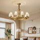 New American-Style Chandelier, All-Copper, Simple Modern Country Style for Living Room, Master Bedroom, Study, Vintage Villa, Dining Room Lighting Fixtures