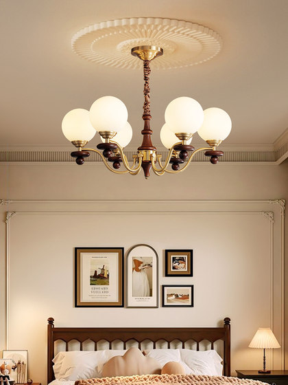 Medieval Style Chandelier, Living Room Chandelier, All-Copper American Retro Style, South Asian Style Dining Room Bedroom Main Light, French Solid Wood Chandelier