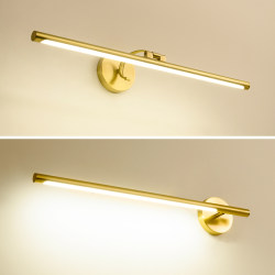 All-Copper Long Led Mirror Front Light, Modern Minimalist Dressing Table, Simple European and American Style Bathroom Sanitary Washroom Lighting Fixtures