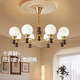 All-Copper Mid-Century Style Living Room Chandelier American Retro Black Walnut Solid Wood French Log High-End Bedroom Lamp