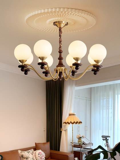 Medieval Style Chandelier, Living Room Chandelier, All-Copper American Retro Style, South Asian Style Dining Room Bedroom Main Light, French Solid Wood Chandelier