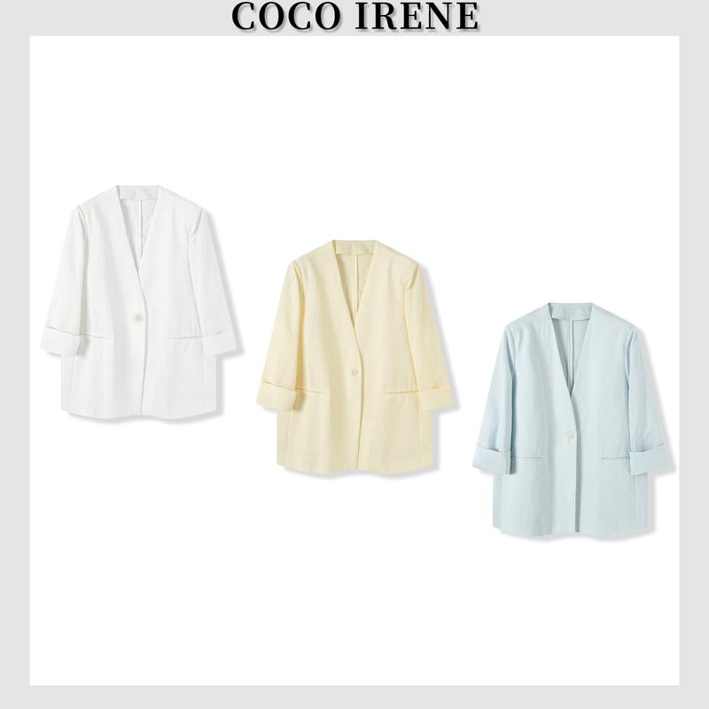 Coco Irene Summer Breathable Linen Blazer
