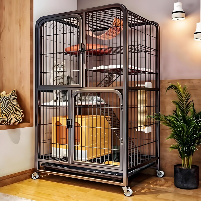 Cat Villa for Home Use with Integrated Toilet, Extra-Large Free Space Cat Cage, Pet House, Cat Shelter
