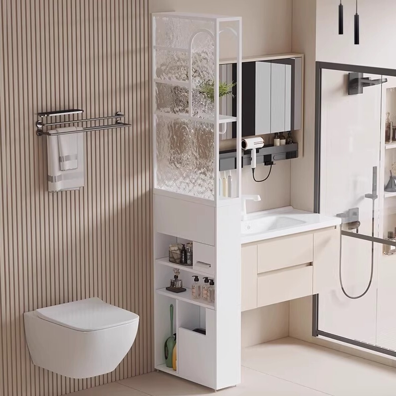 Aluminum Alloy Half-Wall Partition Cabinet Waterproof and Moisture-Proof Bathroom Storage Cabinet Light Luxury Style Honeycomb Aluminum Toilet Side Storage Cabinet