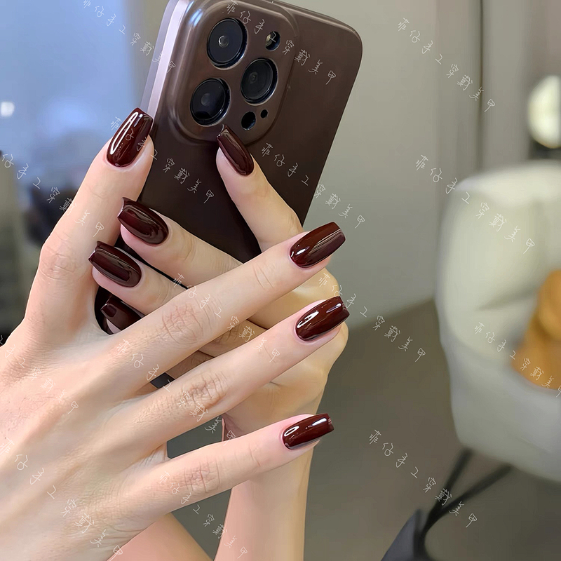 2026 Autumn and Winter Cherry Red Wine Red Fake Nails with a High-End Feel, Brightening Nail Patches, Removable 2026 Autumn and Winter Cherry Red Wine Red Fake Nails with a High-End Feel, Brightening Nail Patches, Removable