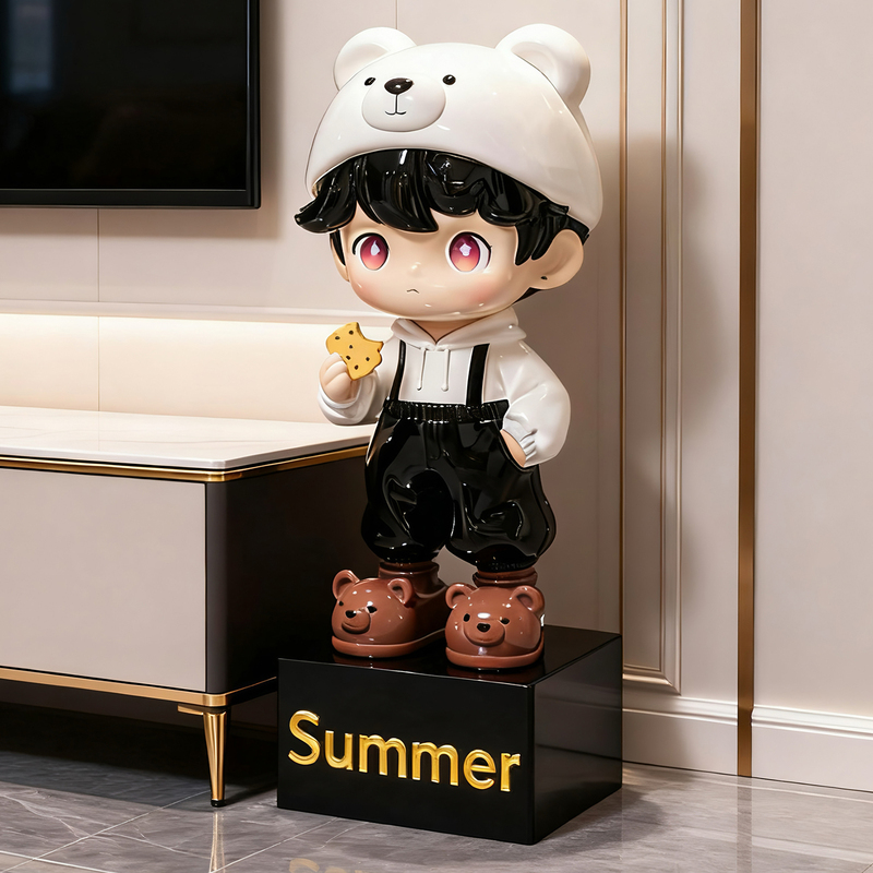 Trendy Bear Living Room Decoration Cartoon Figurine Light Luxury High-End Large Floor-Standing Ornament Next to Tv Cabinet Piggy Bank