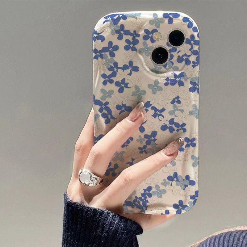 Celadon Flower Apple 15 Phone Case 14/13/11/XS Full Coverage Iphone12/12P Soft 7P Anti-8P/6P/6