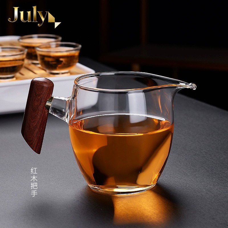 Yu July Fair Cup Утолщенный термостойкий стеклянный диспенсер для чая с высококачественной боковой ручкой 2026 новый бытовой набор для слива чая Изображение 1