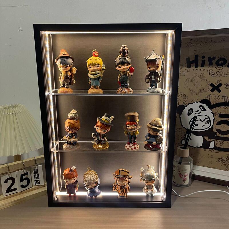 Lighted Blind Box Storage Photo Frame for Display of Small Figurines, Pop Mart Hand-Made Figures, Tempered Glass Display Stand Lighted Blind Box Storage Photo Frame for Display of Small Figurines, Pop Mart Hand-Made Figures, Tempered Glass Display Stand