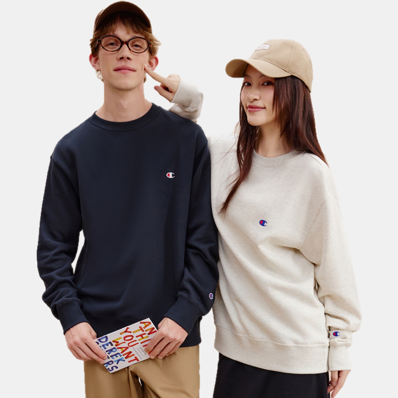 Japanese Version Champion 2026 New Round-Neck Sweatshirt for Men and Women, Couple Style, Small Logo, Hoodless, Thin, Fleece-Lined Top for Spring, Autumn, and Winter