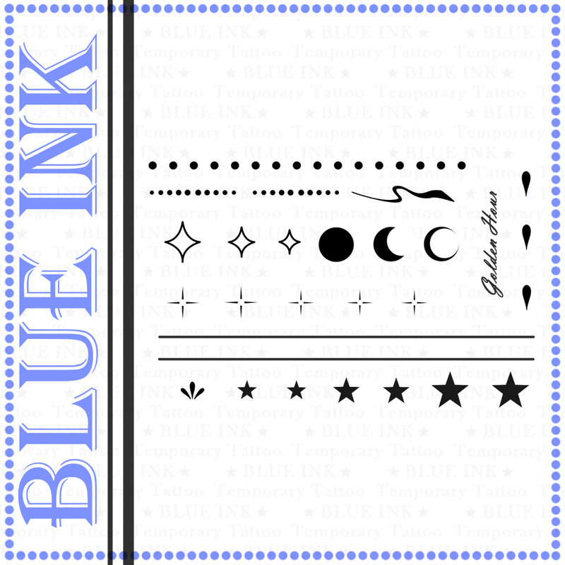 Blueink Good Night Stickers】501 Free Combination Finger Tattoos Small Patterns Star Moon Geometric Pattern Collection