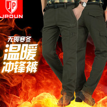 Mens soft shell mountaineering sports waterproof outdoor punching pants Mens spring autumn loose winter plus suede casual pants