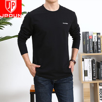 Mens long sleeve T-shirt male pure color round collar compassionate beat undershirt Spring and autumn dress trendy male blouse