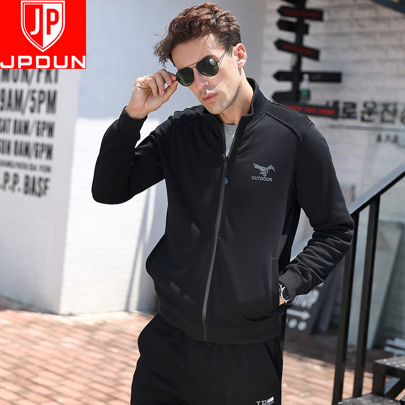 2019 new men's sweatpants thick cotton T men's stand collar spring and autumn men's jacket men's autumn tide brand long sleeves
