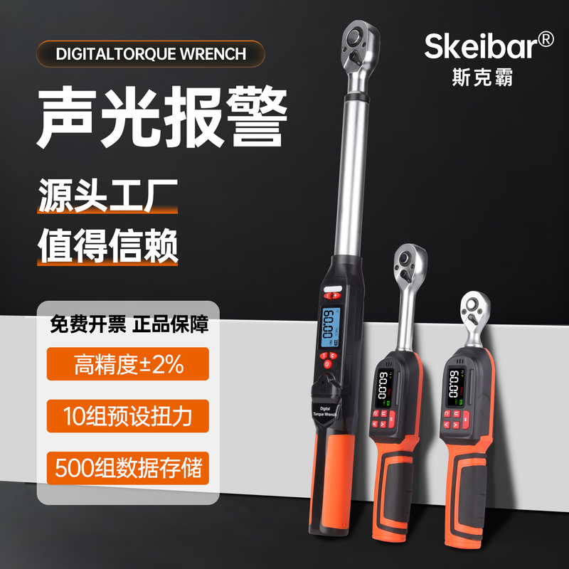 Skeibar Digital Torque Wrench High-Precision Adjustable Torque Wrench Sound and Light Alarm Bicycle Auto Repair Tool