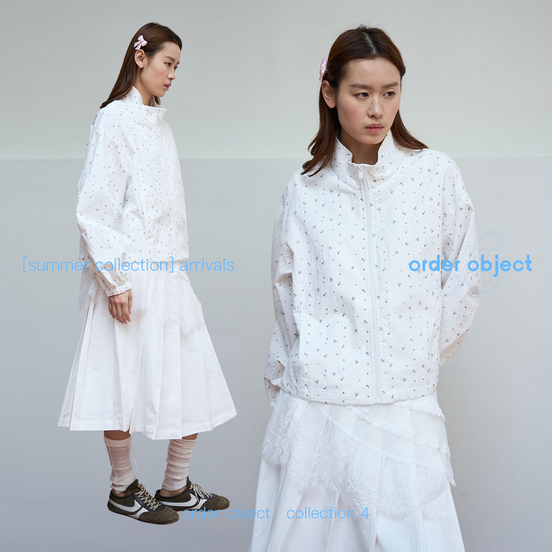 Order Object White Stand-Up Collar Loose-Fitting Short Casual Korean-Style Floral Jacket Spring and Summer Sun Protection Coat