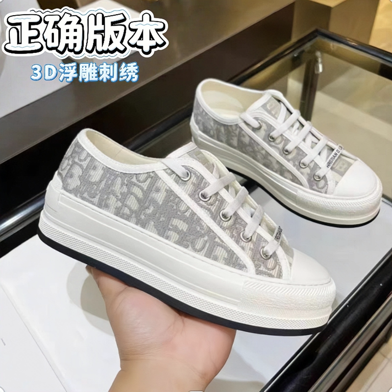 2025 Spring and Autumn New Style Embroidered Letter Canvas Shoes Thick Sole Height Increasing Low-Top Versatile Casual Shoes Sneakers Women's Shoes