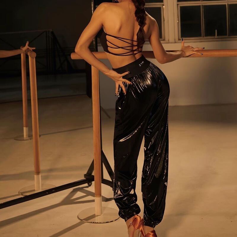 Zym Same Style [Mobile Sauna] Pants High-Waisted Sweat-Enhancing Slimming Pants Latin Dance Practice Wear Heat-Retaining Silver-Coated Waistband