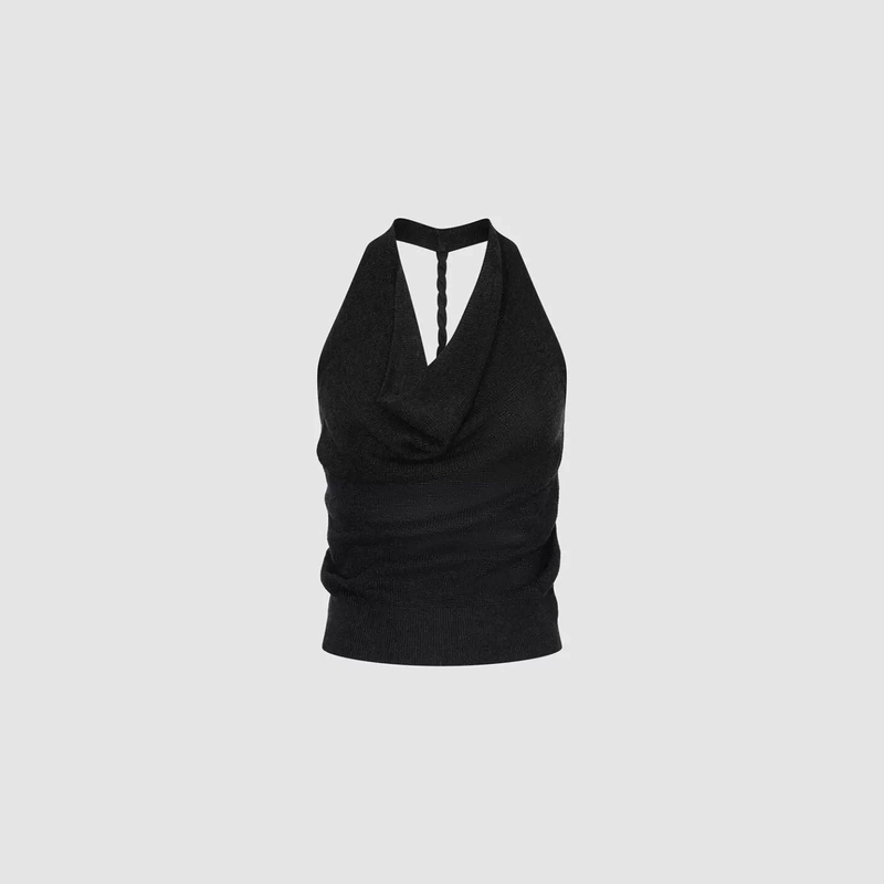 Original Factory Collaboration Sh&Ur2026 Summer Women's Collection, Scoop Neck Backless Slim-Fit Knit Tank Top Uyv960033