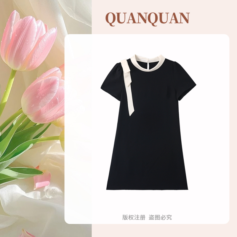 [Exclusive to Quanquan Live] 2026-Summer New Fashion Elegant Slimming Color-Block Dress 19122